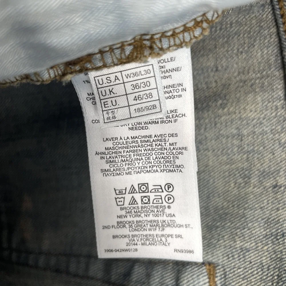 Brooks Brothers Jeans Mens 36 (FITS 33x29) Straight Faded Whiskered Denim Preppy